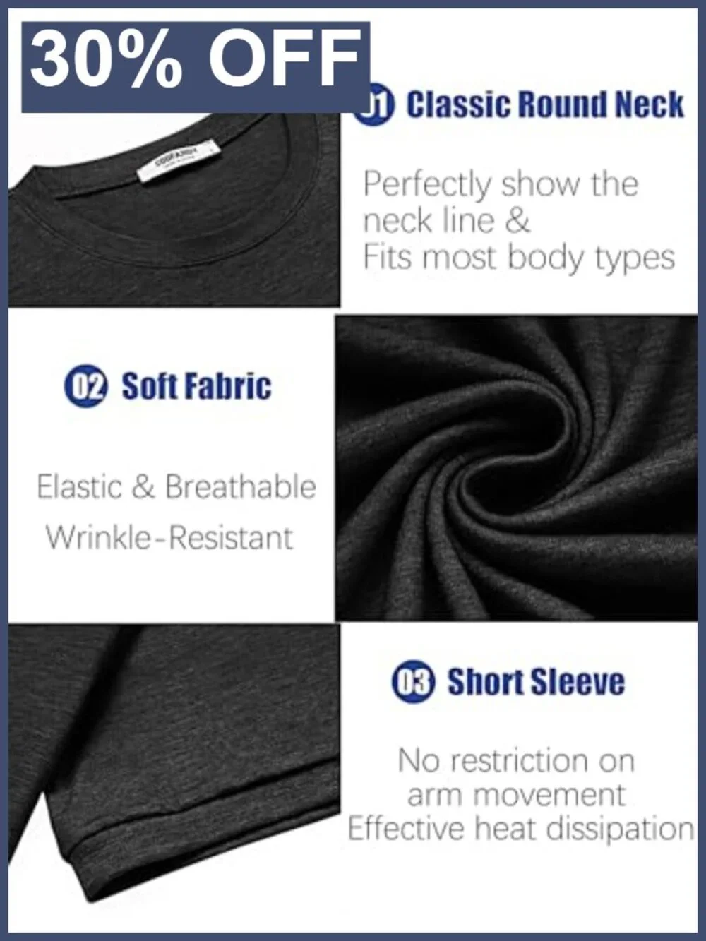 Mens Crew Neck Short Sleeve T-Shirt Regular Fit Basic Tee Casual Summer_5